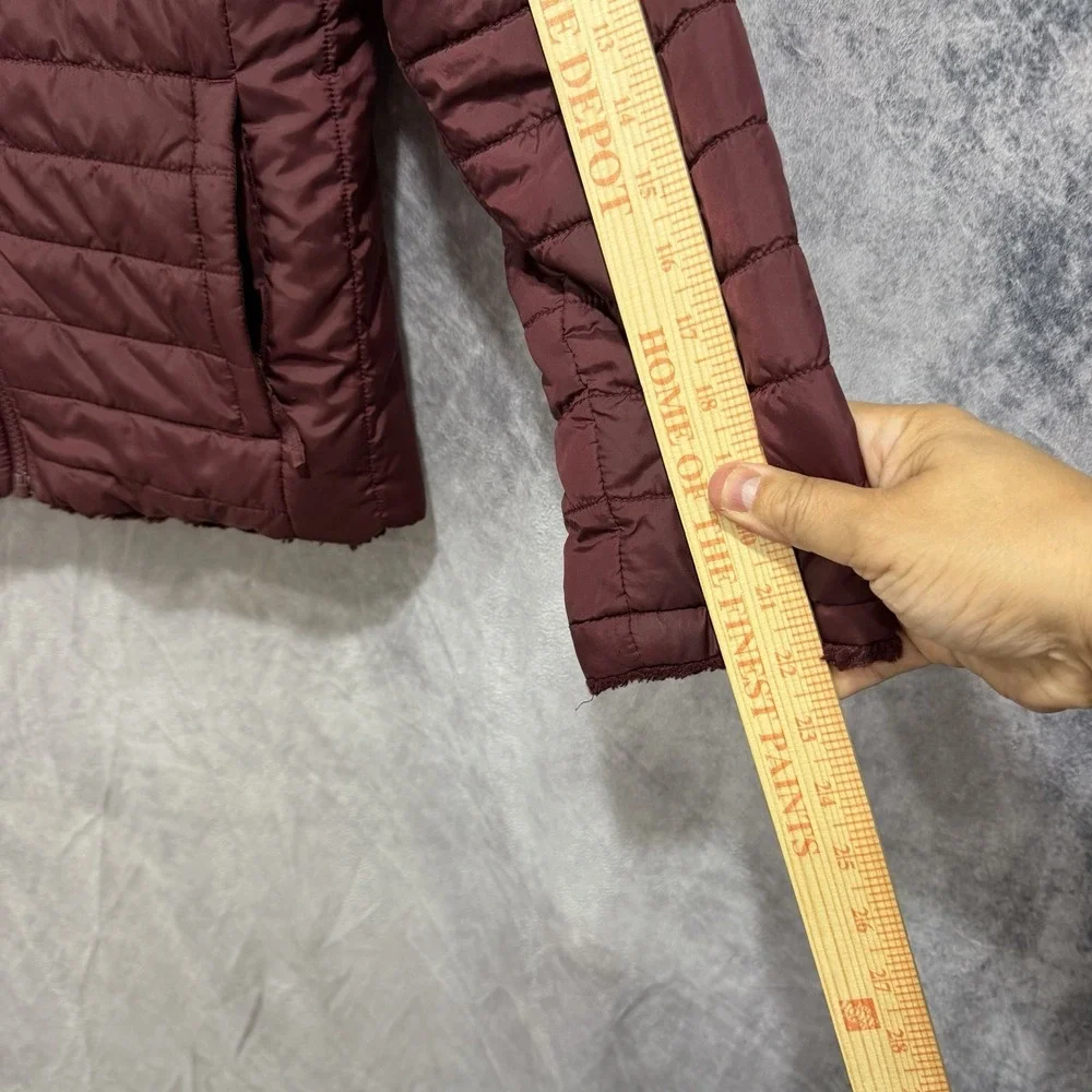 The North Face Girls L Reversible Faux Fur Quilted Coat Full Zip Burgundy